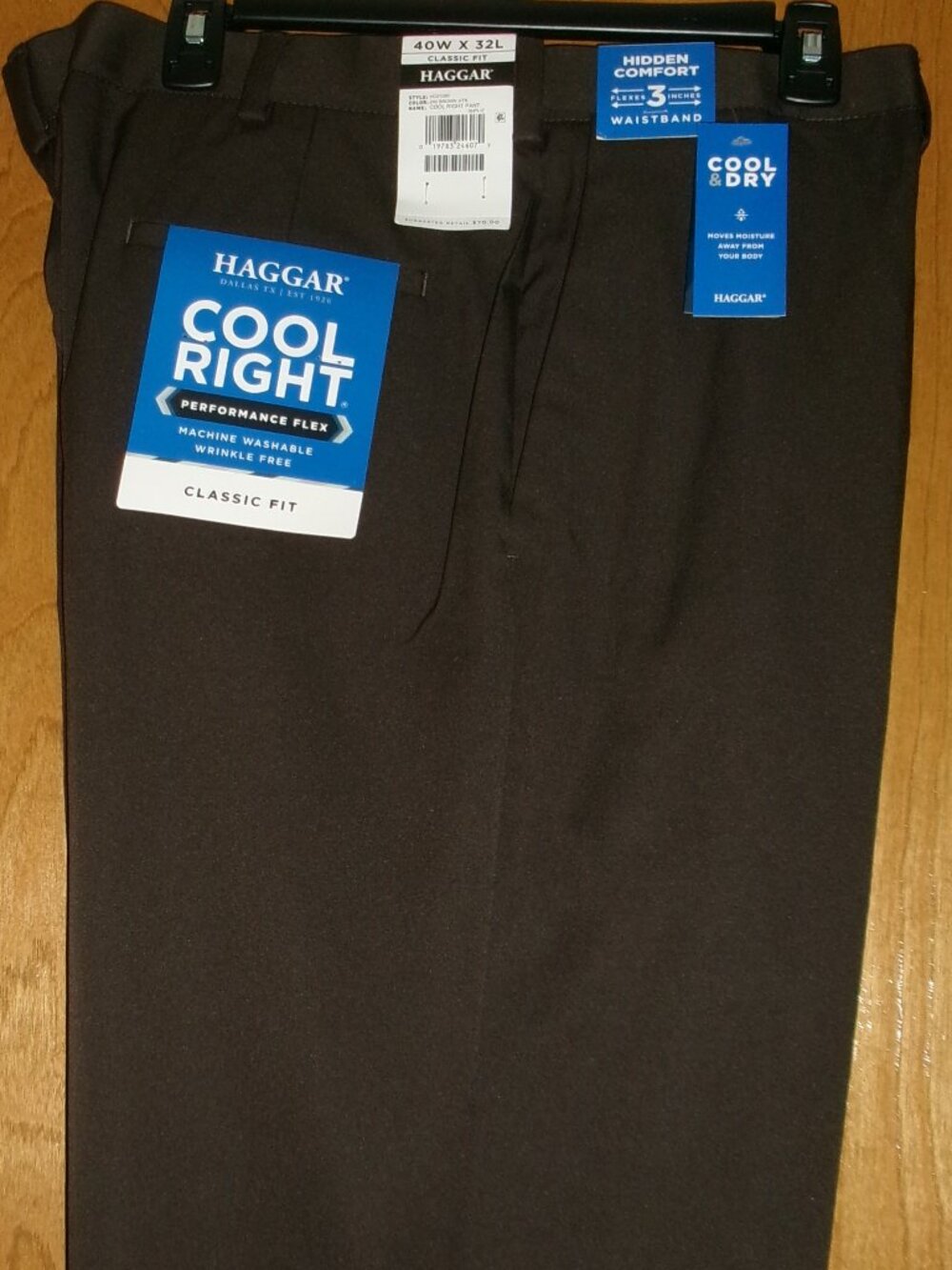 NWT Haggar Heather Brown 40 x 32 Expandable Waist Flex Pants